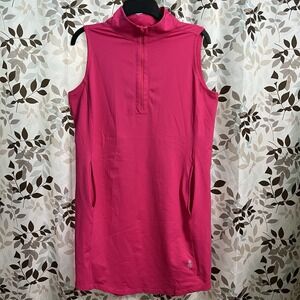 Tommy Bahama IslandZone Dress Womens Sz M Hot Pinnk Aubrey Mock Sleeveless Golf